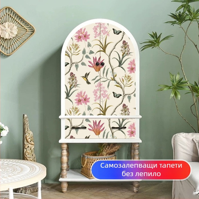 Самозалепващи стикери за врати на шкаф за обновяване — алуминиево фолио, ретро американски стил, абстрактен мотив, декоративно украсяване