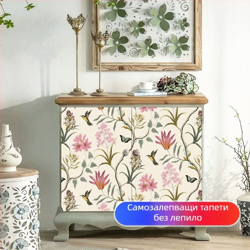 Самозалепващи стикери за врати на шкаф за обновяване — алуминиево фолио, ретро американски стил, абстрактен мотив, декоративно украсяване