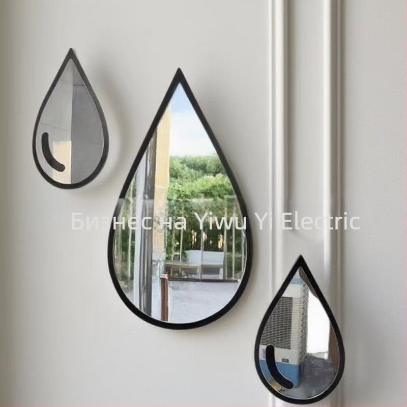 Акрилно стенно огледало, самозалепващо се, прост стил, 1 бр, декоративно украсяване за дневна, спалня, кабинет и баня