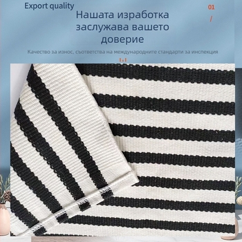 Килим за веранда с райета, машинно пране, подходящ за вътрешни и външни помещения, анти‑плъзгане и устойчив на зацапване, тъкана шарка