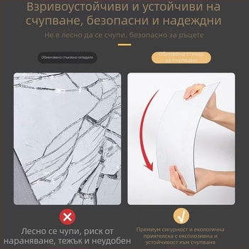 Пълноразмерно огледало за обличане със самозалепваща се стена, акрилно огледало, домашна HD яснота, стил модерна простота; Марка Unique; Рамка: Друг материал; Модел: Друг