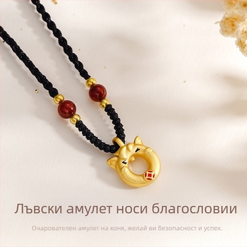 Тичи оригинална висулка с конски талисман за жени, S925 стерлингово сребро, нов китайски стил, годината на коня, преплетена черна въжена огърлица