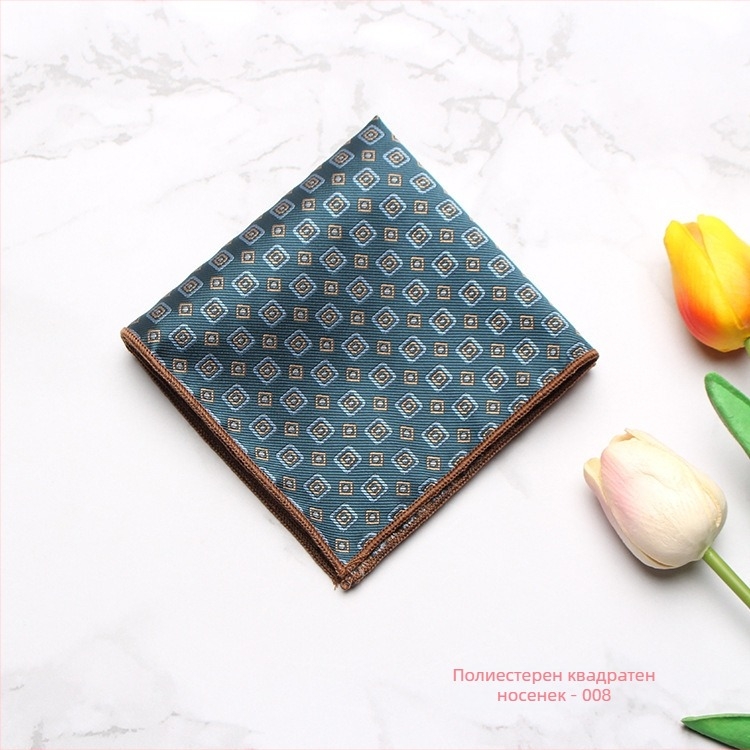 Джобна кърпа за сако, мъжки стил – модерен дизайн, полиестер, жакардова тъкан, модел точки, ивици и листа