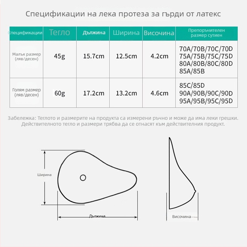 Следоперативна латексова протеза за бюст, 2-о поколение, спирална дебела подложка за гърди