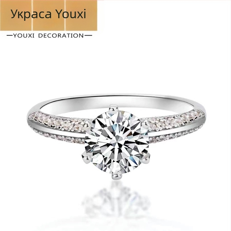 Сребърно покритие Moissanite пръстен за жени – блестящ дизайн с много камъни