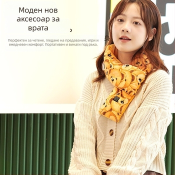 Графен USB самоподгряващ се шал за мъже и жени – зимна топлина, Lis velvet тъкан, мультяшен стил