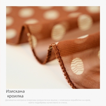 Полиестерен шал с точки, 100% полиестер, пролет 2025, плоско тъкане, принт