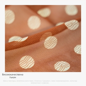 Полиестерен шал с точки, 100% полиестер, пролет 2025, плоско тъкане, принт