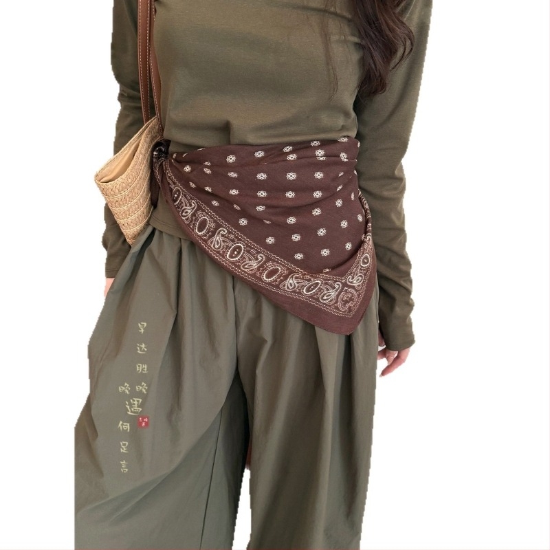 Шифонен шал-колан за талия, квадратен дизайн, ретро декоративен пояс, полиестер Twill, съдържание 31–50%, пролет 2025, произход Джинхуа