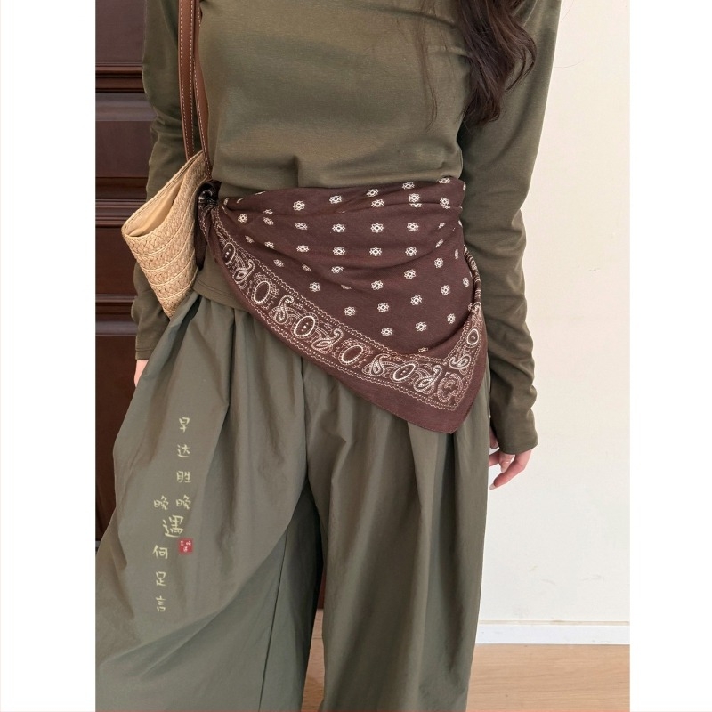 Шифонен шал-колан за талия, квадратен дизайн, ретро декоративен пояс, полиестер Twill, съдържание 31–50%, пролет 2025, произход Джинхуа