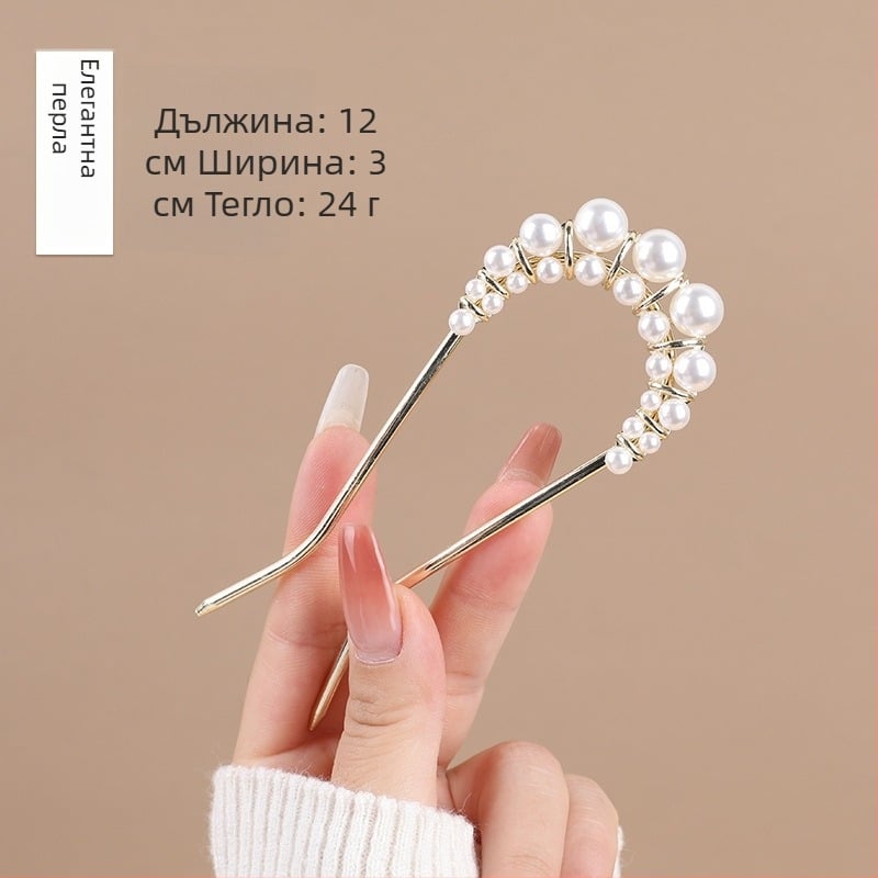 Фиба за коса в нов Китайски стил, U-образна форма, метална сплав с електроплатина, за задната част на главата, летно издание 2025