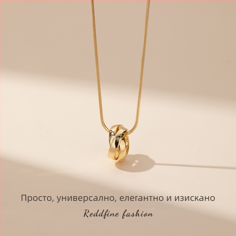 Колие с кръстосана верига, многослоен дизайн, сплав, електроплатинация, марка Qlady