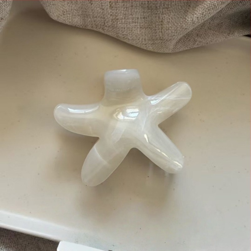 Пластмасова щипка за коса с мотиви морска звезда и цветя, дамски аксесоар, пролет 2025, неформален стил