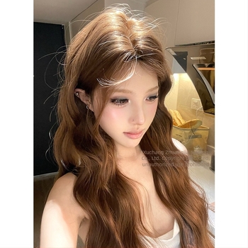 Дълга къдрава перука с дантела отпред, модел L150, полу ръчна изработка, влакна с висока температурна устойчивост, стил модерен минималистичен.