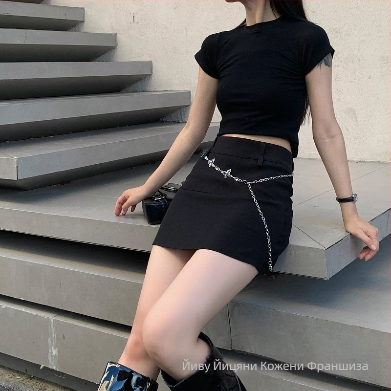 Талийна верижка за жени — метал, 110 см, пеперуден мотив, единична обиколка, моден офис стил