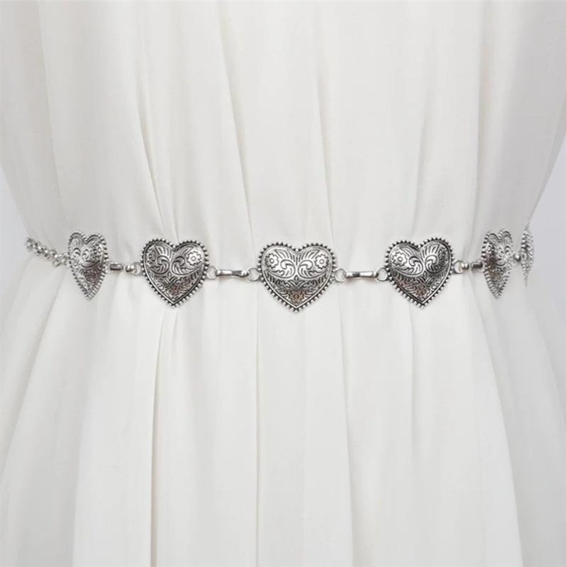 Дамска метална талийна верижка, корейски стил, с една коланова връзка