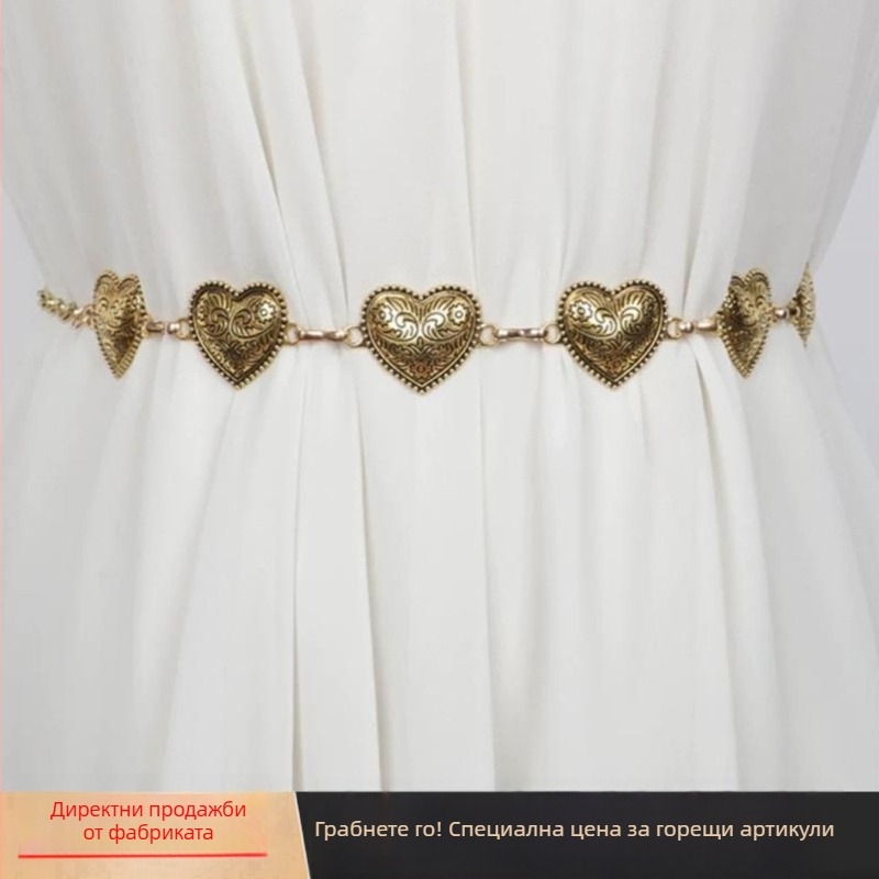 Дамска метална талийна верижка, корейски стил, с една коланова връзка