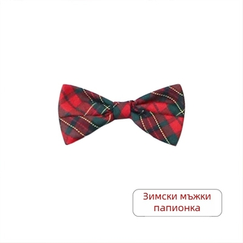 Лък за яка с цвете за ученическа униформа, каро шарка, тъкано, свободен размер, унисекс, за деца
