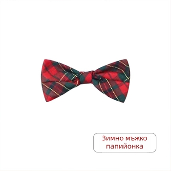 Папийонка за яка с цвете, каре модел, тъкана материя, унисекс, за деца