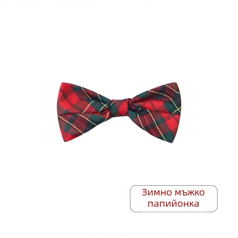 Папийонка за яка с цвете, каре модел, тъкана материя, унисекс, за деца