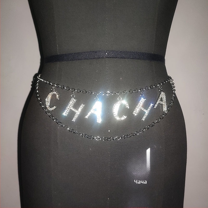 Синджир за талия с метални кристали CHACHA, дължина 80-100 cm, ширина 1-30, едно обикаляне, за жени и младежи