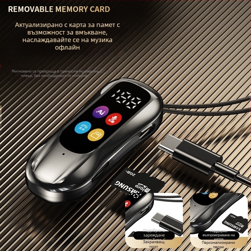 Караоке лавалер Bluetooth ушни слушалки с клип за ухо – Bluetooth 6.0, двойно свързване, поддръжка за карта памет, реверберация и шумопотискане