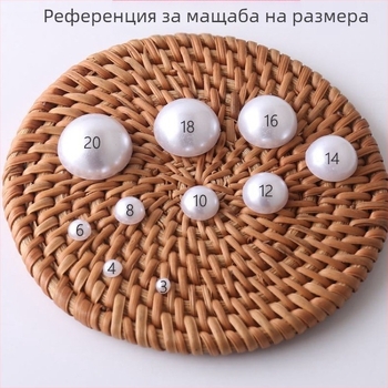 DIY аксесоари за маникюр – ABS кръгли полусферични лепенки за нокти с перлен акцент и имитационни перли
