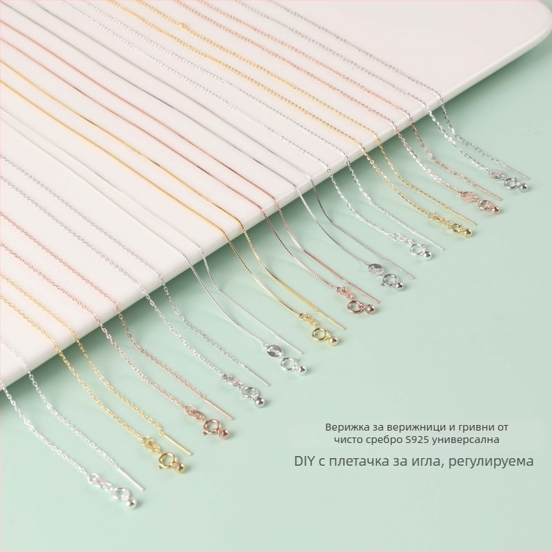 Огърлица с кръст висулка на O-връзка, геометричен мотив кутия, 925 сребро, електроплатиране