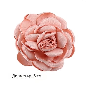 Текстилни аксесоари - обемно цвете от плат с изгорен ръб, модел цветя, корейски стил