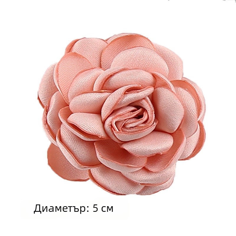 Текстилни аксесоари - обемно цвете от плат с изгорен ръб, модел цветя, корейски стил