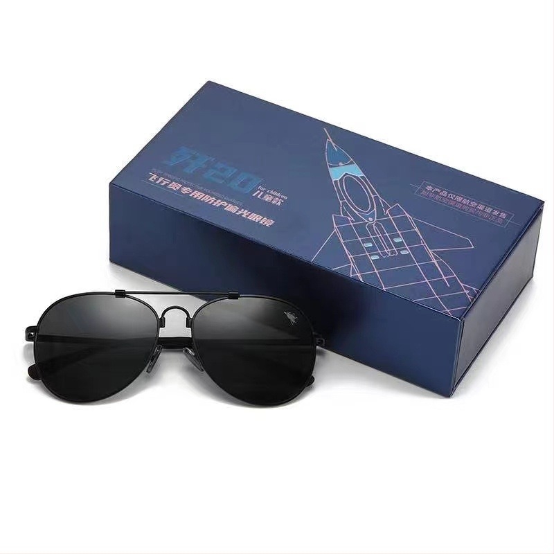 Детски слънчеви очила, ретро голяма рамка във форма жаба, UV400 защита, TAC лещи, пълна метално-меморна рамкова конструкция