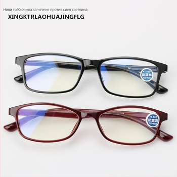 Очила за четене с лещи от смола, антисиня светлина, ретро стил, TR90 рамка, модел 5003
