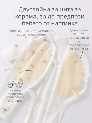 Гащеризон за новородено, 100% памук, модел пеперуда, дълги ръкави, четири сезона