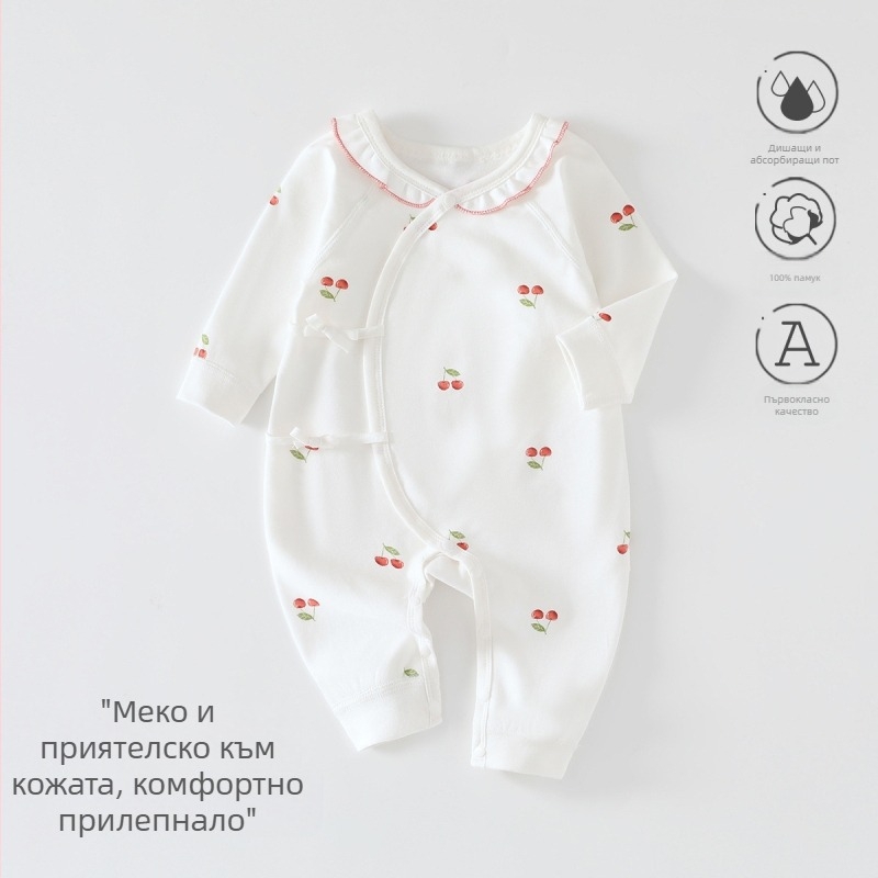 Гащеризон за новородено, 100% памук, модел пеперуда, дълги ръкави, четири сезона