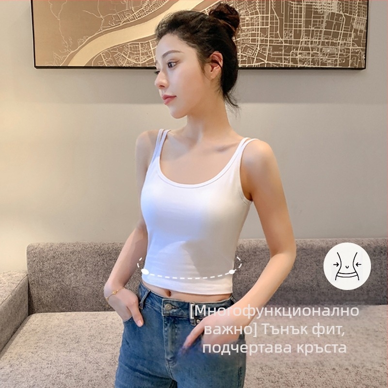 Дамски потник от нейлон - подплънка от гъба, Sling стил, кръгло деколте, тънък плат (70-80% съдържание на нейлон)