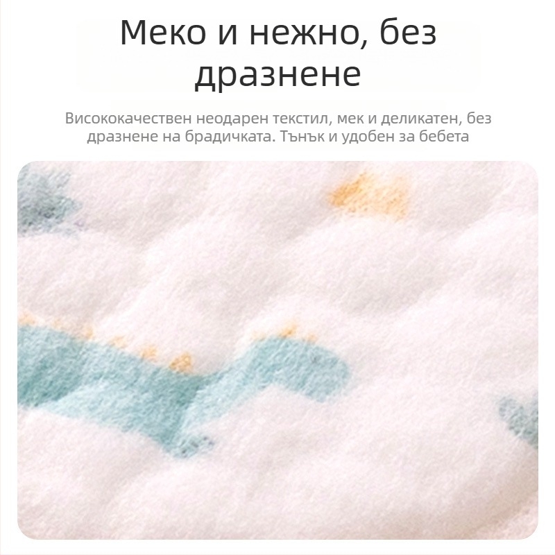Бебешки лигавник за 0–3 години, нетъкан текстил, водоустойчив и устойчив на замърсяване, индивидуално опакован, защитна яка против протичане, дизайни: животни, карикатури, каре, цветя
