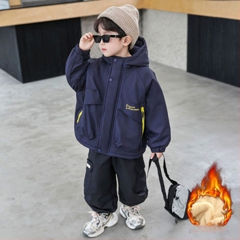 Детско яке с качулка, дебело подплатено, 70–80% памук, есенно-зимно 2025