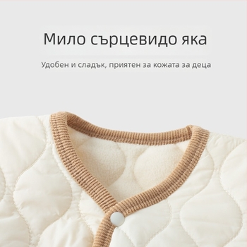 Детско найлоново яке с поларена подплата, за възраст 1-3 години, V-образно деколте