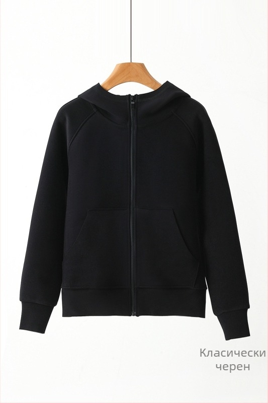 Дамска качулна ветровка от Musi Velvet, полиестер-спандексова смес, екстра дебела, цип, ежедневен стил