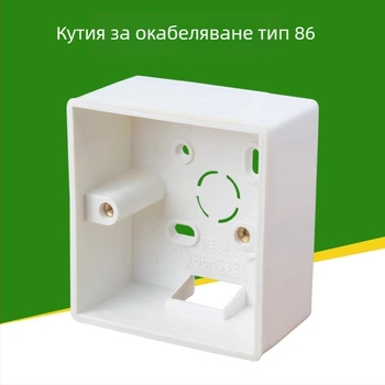 Кутия за свързване 86-тип с открит монтаж за стенен превключвател, PVC огнеупорна, марка Crown