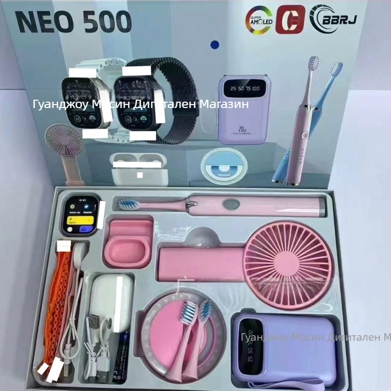 Neo500 смарт часовник за мъже и жени с AMOLED дисплей, измерване на сърдечната честота, отчитане на крачки, Bluetooth разговори, магнитно зареждане