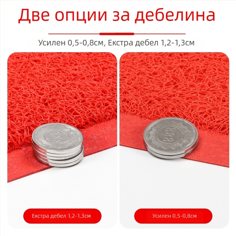Входна подложка PVC; правоъгълна форма; изработка с пяна и коприна в кръг; подходяща за антре, балкон и търговски обекти; модерен минималистичен стил.