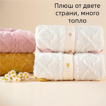 Женски пижамен комплект с Shu cotton velvet - удебелен, V-образно деколте, дълги ръкави, 251–300 г/м², зима/есен, подходящ за носене извън дома