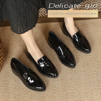 Дамски лофери с повишаване на височината, подплатени с флис, остър нос, PU горна част, клиновидна подметка