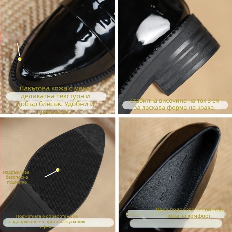 Дамски лофери с повишаване на височината, подплатени с флис, остър нос, PU горна част, клиновидна подметка