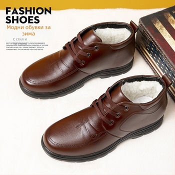 Зимни мъжки домашни обувки от PU кожа с удебелена подплата