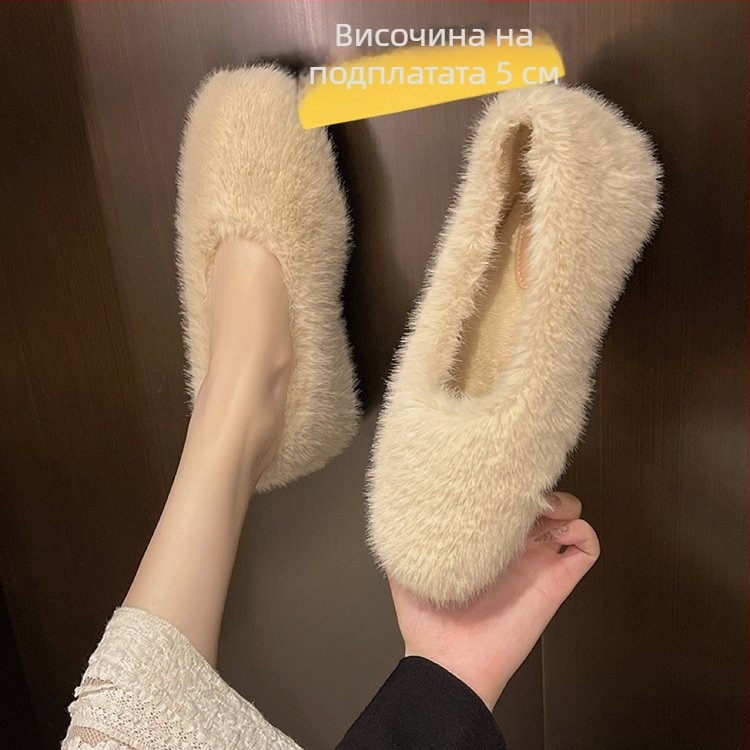 Дамски безвръзкови лофери със вътрешно повишаване на височината, велурена горна част, подплатени с плюш, нисък профил
