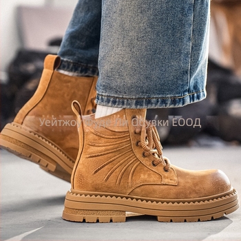 Martin ботуши: горна част свинска кожа, дебела гумена подметка, средна височина на ботуша, дишаща подплата от мрежа, връзки отпред, есен 2025