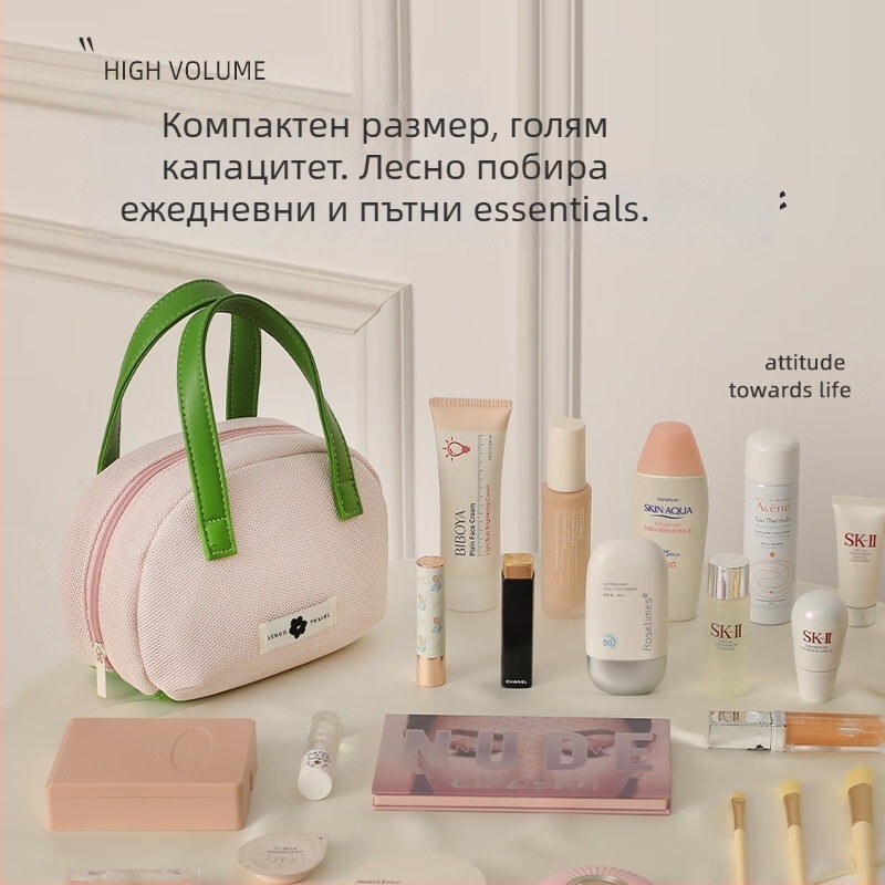 Козметична чанта за пътуване, полиестер, едноцветен дизайн, водоустойчива и разширяваща се, градски минималистичен стил, унисекс