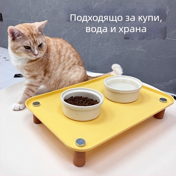 Подложка за хранене на котки с повдигната стойка – ABS материал; марка Buckwheat; за котки; принадлежности за хранене на домашни любимци (Материал: ABS; Марка: Buckwheat; За: котки; Категория: принадлежности за хранване на домашни любимци)